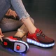 Роликовые кроссовки для девочек с LED подсветкой красные на 2-х колесах (LR 1229) 36(23см) - изображение 4
