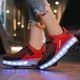 Роликовые кроссовки для девочек с LED подсветкой красные на 2-х колесах (LR 1229) 36(23см) - изображение 5