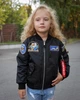 Бомбер MA-1 дівочий чорний з нашивками 110 см - изображение 1