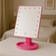 Зеркало с подсветкой прямоугольное для макияжа Large Mirror, настольное косметическое LED зеркало на подставке с регулировкой наклона и органайзером для мелочей, питание от USB/батареек Розовое, LM-02-Pink - изображение 1