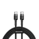Кабель Baseus Cafule PD2.0 60W flash charging USB Type-C-Type-C (20V 3A) 1M Grey+Black (CATKLF-GG1) - зображення 1