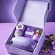 Подарочный Spa Box Lesko 0222 Violet из 7 предметов стакан мыло бомбочка соль для ванны арома свеча открытка - изображение 4