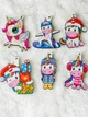 Новорічний набір ялинкових дерев'яних іграшок Єдинорогів 12х12х5,5 см Білий (60057) - изображение 4