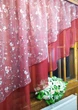 Занавеска кухонная арка готовая короткая Ника бордо сакура левая 280*170 см - изображение 3