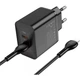 Мережевий зарядний пристрій Hoco N35, 2 Type-C, PD 45W, чорний, кабель Type-C to Lightning - зображення 3