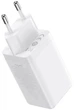 Мережевий зарядний пристрій Baseus GaN5 Pro Fast Charger 2C+U 65W White w/Type-C to Type-C (CCGP120202) - изображение 3