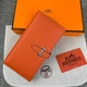 Женский кожаный брендовый кошелек (H-5123) orange - изображение 7