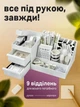 Органайзер для канцелярии кейс для косметики аксессуаров Hausland универсальный настольный бокс из 9 секций комод на стол для бумаги пластиковый белый (02510001) - изображение 2