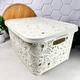 Ажурний кошик 28 л для зберігання з кришкою Молочний Крем - зображення 6