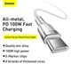 Кабель Baseus Cafule Series Metal Data Cable Type-C to Type-C 100W 1m White (CATJK-C02) - изображение 9
