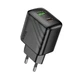 Мережевий зарядний пристрій Hoco CS25A 20 Вт USB-C+USB-A PD/QC чорний - зображення 1