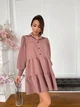 Кофейное платье мини FashionYouWant универсальный (S/L) кофейный 43465011 - изображение 4