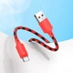 Кабель Hoco X116 (USB to Type-C, текстильная оплетка, длина 1 метр, быстрая зарядка) - Красный - изображение 3