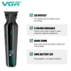 Машинка для стрижки VGR V-930 беспроводная 4 насадки с дисплеем Black/Green - изображение 3