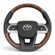 Руль для Toyota Land Cruiser 200, Prado 150. Без подогрева. Красно-коричневые вставки под дерево. В стиле LC300. Подушка из кожи - хром - изображение 1