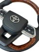 Руль для Toyota Land Cruiser 200, Prado 150. Без подогрева. Красно-коричневые вставки под дерево. В стиле LC300. Подушка из кожи - хром - изображение 3