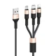 Кабель HOCO X26 USB to iP+Type-C+Micro 2A, 1m, nylon, aluminum connectors Black+Gold (6957531080275) - изображение 1