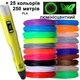 3D ручка желтая 3D Pen 2 с комплектом PLA пластика 25 цветов 250 метров - изображение 1