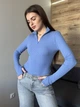 Жіночий трикотажний боді в рубчик з коміром на блискавці Uaclothes 46 Блакитний (like35014-154331366) - зображення 2