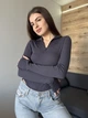 Жіночий трикотажний боді в рубчик з коміром на блискавці Uaclothes 46 Графітовий (like35010-154291366) - зображення 2