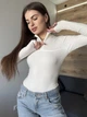 Жіночий трикотажний боді в рубчик з коміром на блискавці Uaclothes 46 Молочний (like35013-154321366) - зображення 3