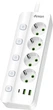 Сетевой фильтр-удлинитель Dyxon PRO-1097 5.0 м 4 розетки 2 USB-A 1 USB-C (PD) White (DXN-1097-5M-4-W) - изображение 1