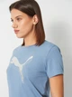 Футболка хлопковая женская Puma Ess Metallic Tee 68499534 M Cool Blue-metallic silver с принтом (4069157478885) - изображение 4