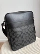 Сумка чоловіча шкіряна Coach Houston Black Grey + подарункова коробка сумка з натуральної шкіри чорного кольору - изображение 1