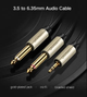 Аудіокабель UGREEN AV126 3.5mm TRS to Dual 6.35mm TS Audio Cable 2m (Gray)(UGR-10615) - изображение 3