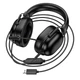 Игровые геймерские проводные наушники для ПК с микрофоном HOCO W113 USB Черный - изображение 3