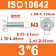 Винт ISO10642 M3*6мм класса 10.9 с потайной головкой с внутренним шестигранником, белый - изображение 2