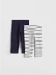 Леггинсы (2 шт) H&M 98см темно синий, белый полоск 210916397 - изображение 1