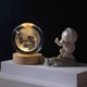 Светильник Луны 3D LED ночник USB на деревянной подставке декоративный светильник теплый свет - изображение 8
