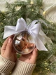 Новорічна ялинкова прикраса Кулька з фото 8 см з білими стрічками HeyBaby - изображение 4
