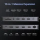Hub USB Ugreen CM681 13-in-1 USB-C to 4xUSB 3.0/USB-C/2xHDMI/DP/RJ-45/AUX/SD/TF/PD 100W Grey (6941876219780) - obraz 2