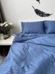 Комплект постельного белья Страйп Сатин Premium голубой Евро 200х220 см - изображение 4