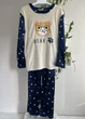 Пижама женская теплая "Bear" S/M синий / бежевый, флисовая пижама, махровая, зимняя, для дома - изображение 1