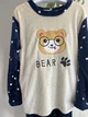 Пижама женская теплая "Bear" S/M синий / бежевый, флисовая пижама, махровая, зимняя, для дома - изображение 2