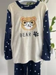 Пижама женская теплая "Bear" S/M синий / бежевый, флисовая пижама, махровая, зимняя, для дома - изображение 3