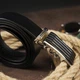 Ремень мужской с автоматической пряжкой полоска Vintage 20301 Черный - изображение 8