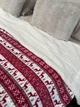 Плед плюшевый + эко-мех Новогодний орнамент с оленями 200/230, двуспальный размер, красный, экоовчина на кровать, диван - изображение 3