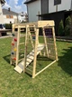 Детский деревянный уличный игровой спорткомплекс Акварелька- outdoor 2, шведская стенка, гладиаторская сетка, рукоход, горка, кольца, счета, скалодром, веревочная лестница, качеля - изображение 14