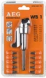 Насадка AEG угловая WB1 с набором бит 25мм 10шт для шурупо:PH1/PH2/PZ1/2x PZ2/ PZ3/TX15/TX20/Hex4/Hex5 (4932430173) - изображение 1