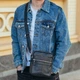 Кожаная барсетка для мужчины 18х21х6, компактная сумка планшетка, мессенджер через одно плечо, черная - изображение 6