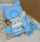 Набор для новорожденного: пеленки, подушки и игрушки a.l.babybox Горох белый на голубом - изображение 1