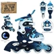 Ролики дитячі Profi Roller A4156-XS-BL (розсувні, розмір 27-30, колеса: 4/Ø64 мм/PU, в один ряд, гальмо заднє, підсвітка) - изображение 1