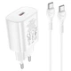 Сетевое зарядное устройство Hoco N22, Type-C, PD, 25W, белое, кабель Type-C to Type-C - изображение 2