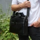 Портфель для ноутбука 38х28х8 / офисная кожаная сумка / вместительный дипломат на работу, черная - изображение 14