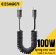 Кабель пружинный телескопический Essager 100W 5A TypeC-TypeC Быстрая зарядка Передача данных для смартфонов планшенов ноутбуков (длина 120 cм) - изображение 1
