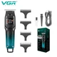 Мужской аккумуляторный триммер для бороды и усов VGR V-964 с 3 сменными насадками 1,2,3 мм Синий - изображение 1